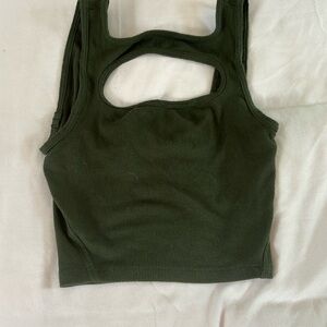 lululemon army green top, size zero, worn once